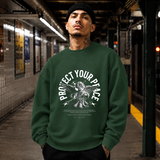 Protect Your Peace Angel T-Shirt – Religious Imagery Collage Graphic Tee - Color: forest green