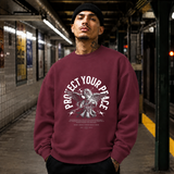 Protect Your Peace Angel T-Shirt – Religious Imagery Collage Graphic Tee - Color: maroon