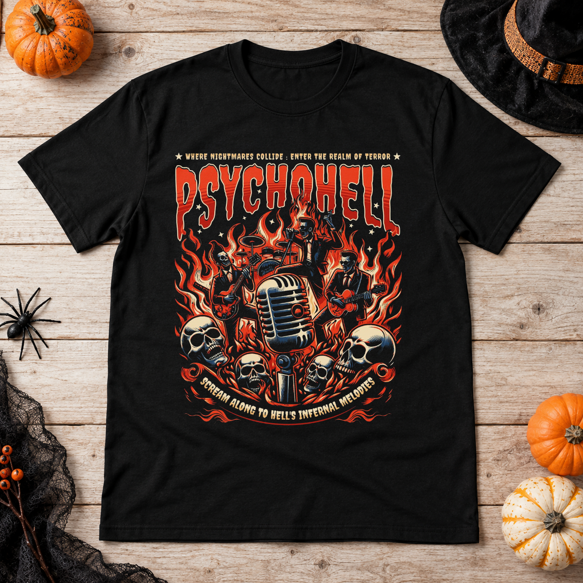 Psychohell T-Shirt – Skull & Reaper Gothic Graphic Graphic Tee - Color: black