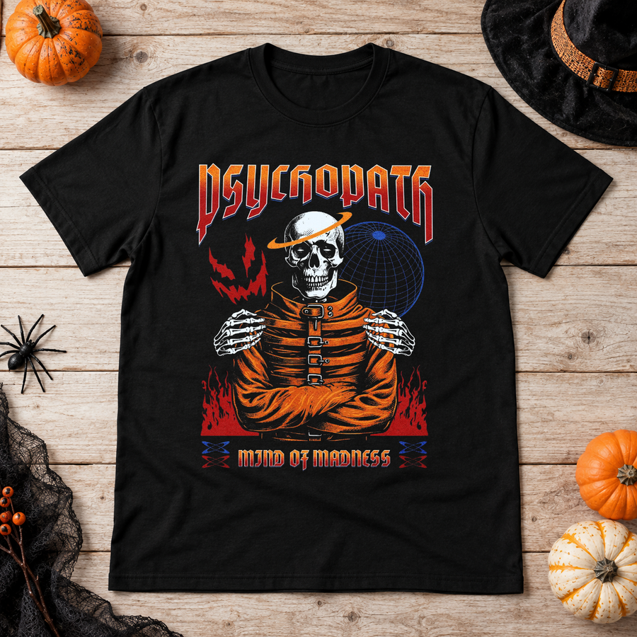 Psychopath skull T-Shirt – Skull & Reaper Gothic Graphic Graphic Tee - Color: black