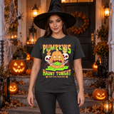 Pumpkins Haunt Tonight Spooky Halloween T-Shirt – Halloween Streetwear Graphic Graphic Tee - Color: charcoal