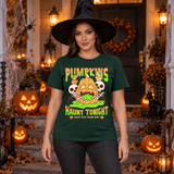 Pumpkins Haunt Tonight Spooky Halloween T-Shirt – Halloween Streetwear Graphic Graphic Tee - Color: forest green