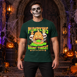 Pumpkins Haunt Tonight Spooky Halloween T-Shirt – Halloween Streetwear Graphic Graphic Tee - Color: forest green