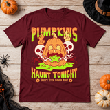 Pumpkins Haunt Tonight Spooky Halloween T-Shirt – Halloween Streetwear Graphic Graphic Tee - Color: maroon