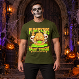 Pumpkins Haunt Tonight Spooky Halloween T-Shirt – Halloween Streetwear Graphic Graphic Tee - Color: military green