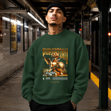 Purgatory Cherub Globe T-Shirt – Religious Imagery Collage Graphic Tee - Color: forest green