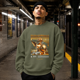 Purgatory Cherub Globe T-Shirt – Religious Imagery Collage Graphic Tee - Color: military green