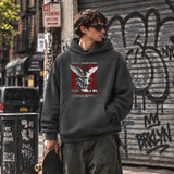 Radiant Surge Ardor Armor Angel Hoodie – Gothic Streetwear Poster Graphic Hoodie - Color: dark heather