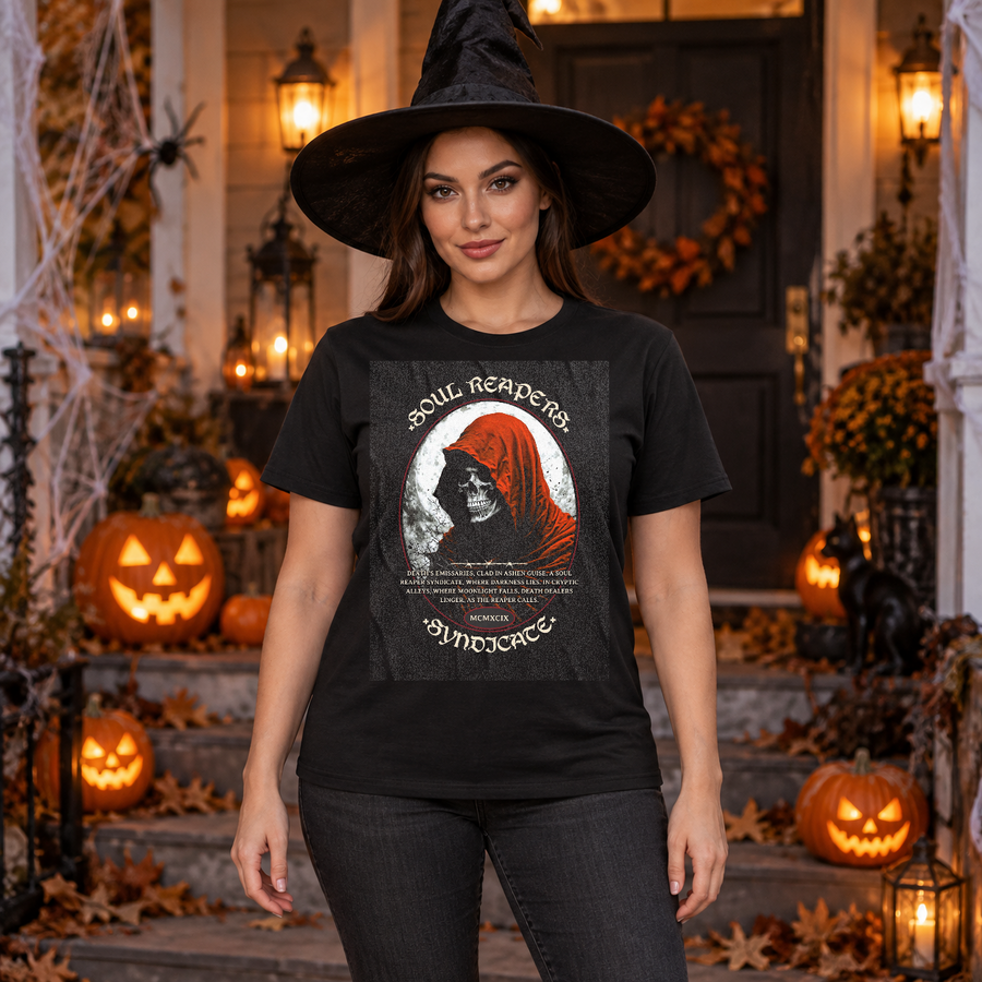 Reaper Graphic T-Shirt – Dark Gothic Halloween Graphic Graphic Tee - Color: black
