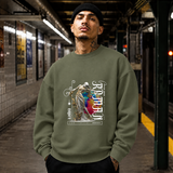 Rebirth Renaissance Statue Sweatshirt – Dark Art / Renaissance Aesthetic Graphic Sweatshirt - Color: military green