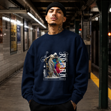 Rebirth Renaissance Statue Sweatshirt – Dark Art / Renaissance Aesthetic Graphic Sweatshirt - Color: navy