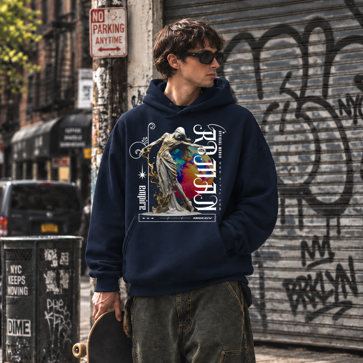 Rebirth Renaissance Statue T-Shirt – Dark Art / Renaissance Aesthetic Graphic Tee - Color: navy