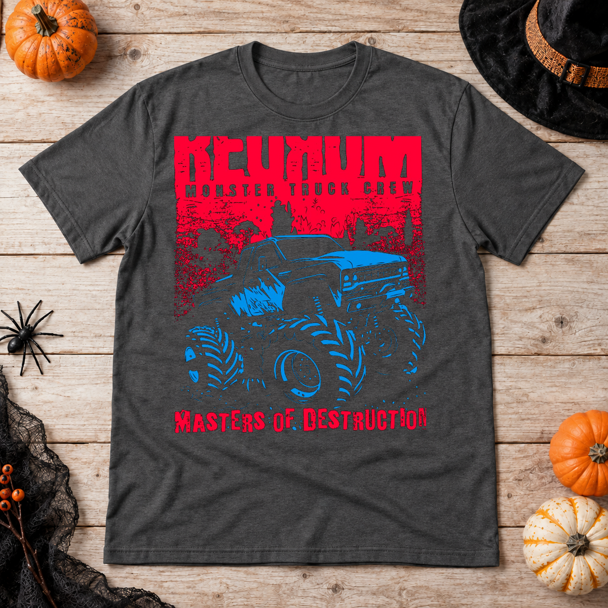 Redrum Monster Truck T-Shirt – Zombie & Monster Horror Graphic Graphic Tee - Color: dark heather