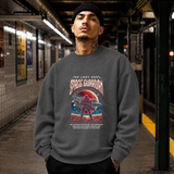 Retro Illustrative Space Guardian Astronaut T-Shirt – Vintage Y2K / Acid Graphic Streetwear Tee - Color: dark heather
