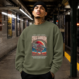 Retro Illustrative Space Guardian Astronaut T-Shirt – Vintage Y2K / Acid Graphic Streetwear Tee - Color: military green