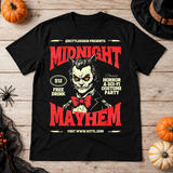 Retro Midnight Mayhem Halloween Costume Party T-Shirt – Halloween Streetwear Graphic Graphic Tee - Color: black