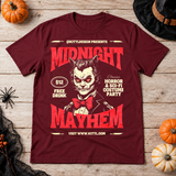 Retro Midnight Mayhem Halloween Costume Party T-Shirt – Halloween Streetwear Graphic Graphic Tee - Color: maroon