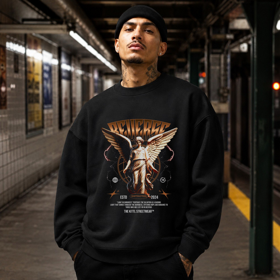 Reverse Angel Sweatshirt – Dark Art / Renaissance Aesthetic Graphic Sweatshirt - Color: black