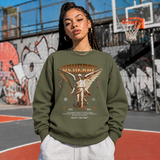 Reverse Angel Sweatshirt – Dark Art / Renaissance Aesthetic Graphic Sweatshirt - Color: military green