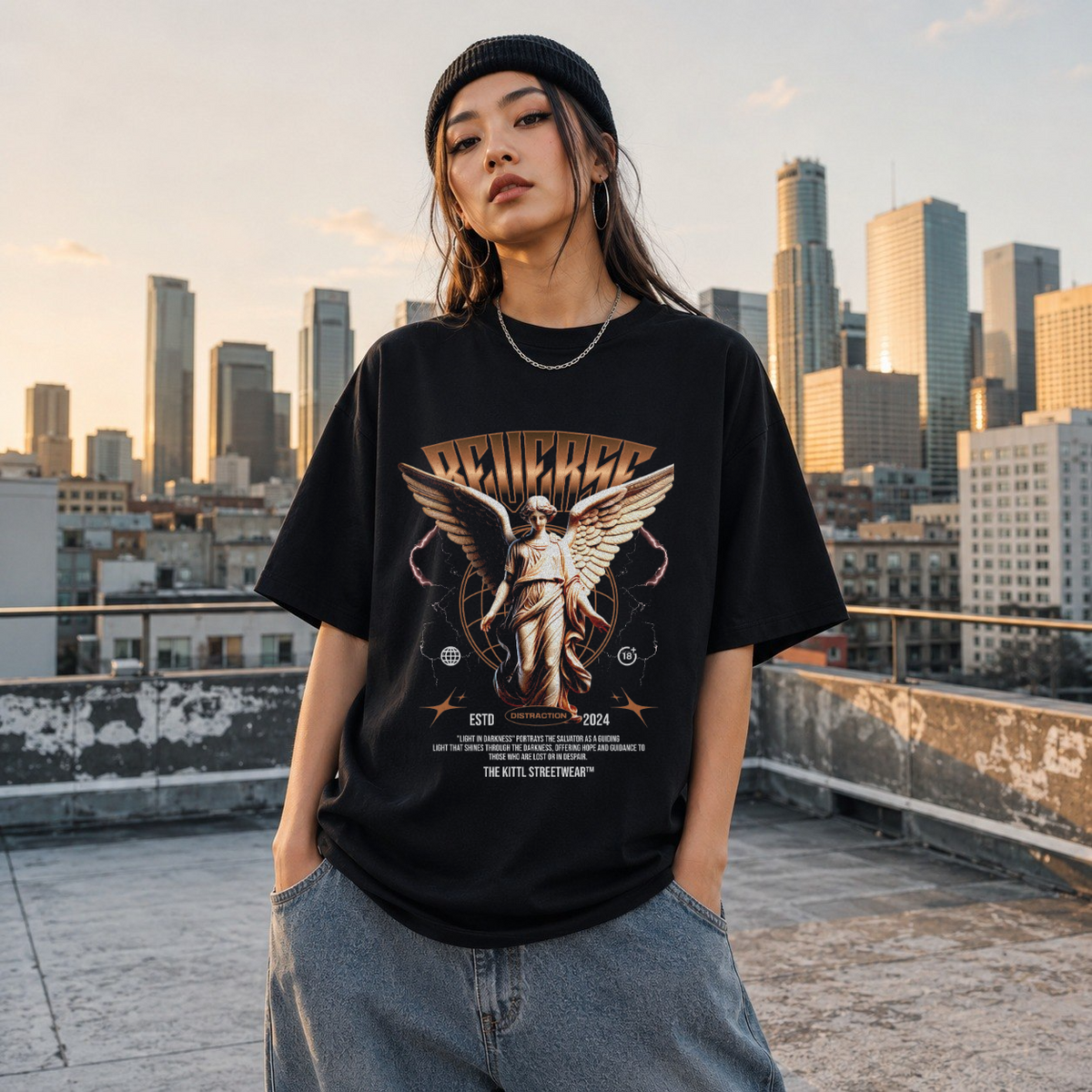Reverse Angel T-Shirt – Dark Art / Renaissance Aesthetic Graphic Tee - Color: Black