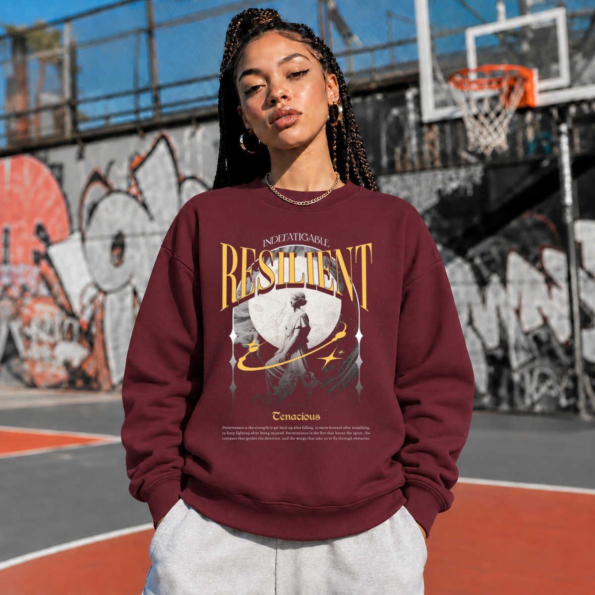 Risilient Indefatigable Statue T-Shirt – Dark Art / Renaissance Aesthetic Graphic Tee - Color: maroon