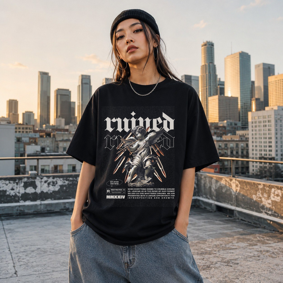 Ruined Angel Statue T-Shirt – Dark Art / Renaissance Aesthetic Graphic Tee - Color: Black