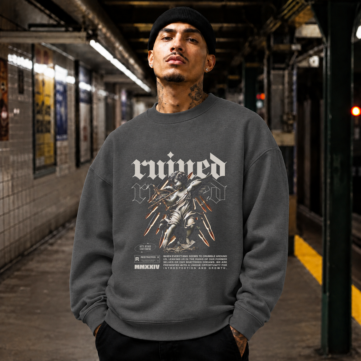 Ruined Angel Statue T-Shirt – Dark Art / Renaissance Aesthetic Graphic Tee - Color: dark heather