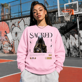 Sacred Hooded Figure T-Shirt – Dark Editorial / Gothic Streetwear Tee - Color: light pink