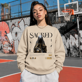 Sacred Hooded Figure T-Shirt – Dark Editorial / Gothic Streetwear Tee - Color: sand
