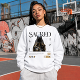 Sacred Hooded Figure T-Shirt – Dark Editorial / Gothic Streetwear Tee - Color: white