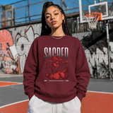 Sacred Mechanical Divinity Statue Sweatshirt – Dark Art / Renaissance Aesthetic Graphic Sweatshirt - Color: maroon