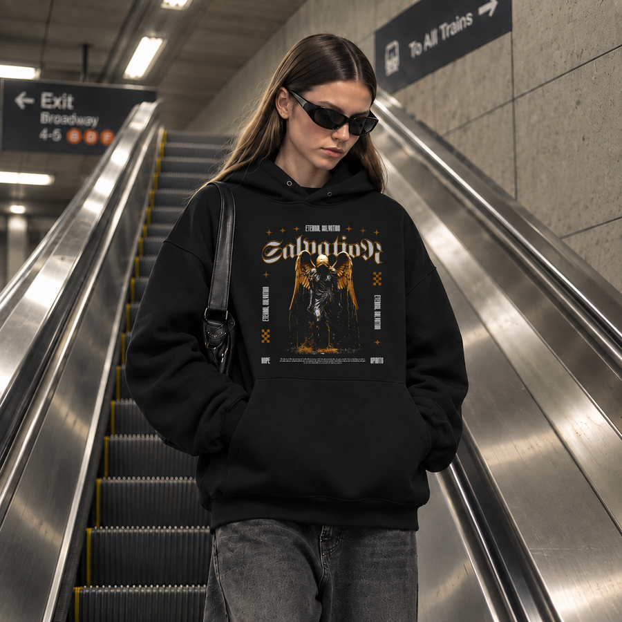 Salvation Gold Vintage Statue Hoodie – Dark Art / Renaissance Aesthetic Graphic Hoodie - Color: black