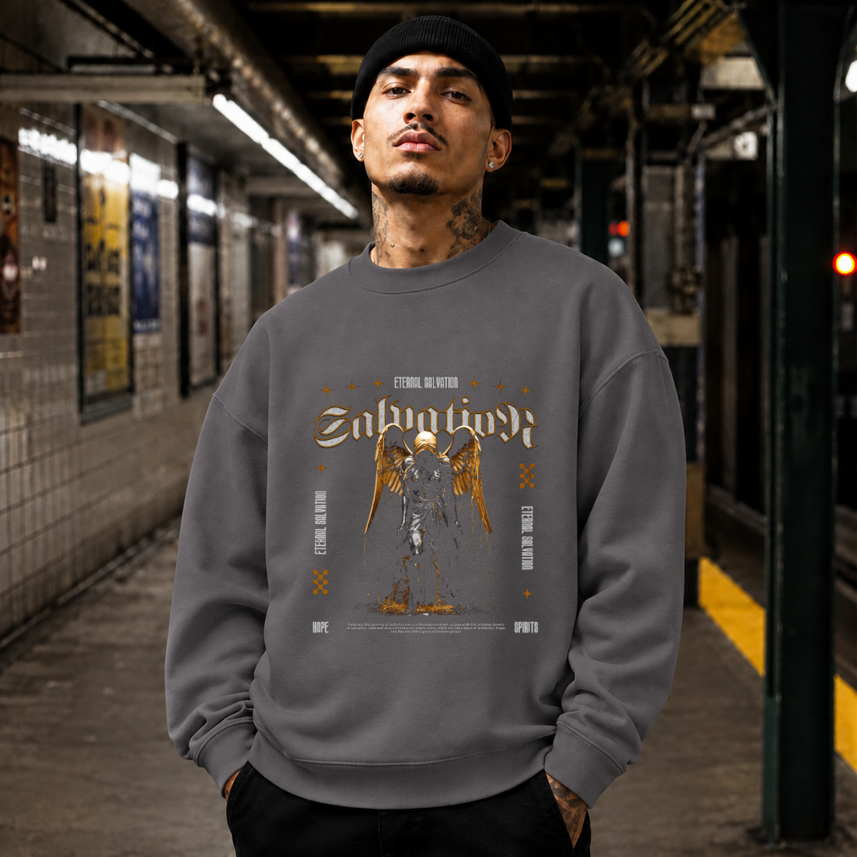 Salvation Gold Vintage Statue T-Shirt – Dark Art / Renaissance Aesthetic Graphic Tee - Color: charcoal