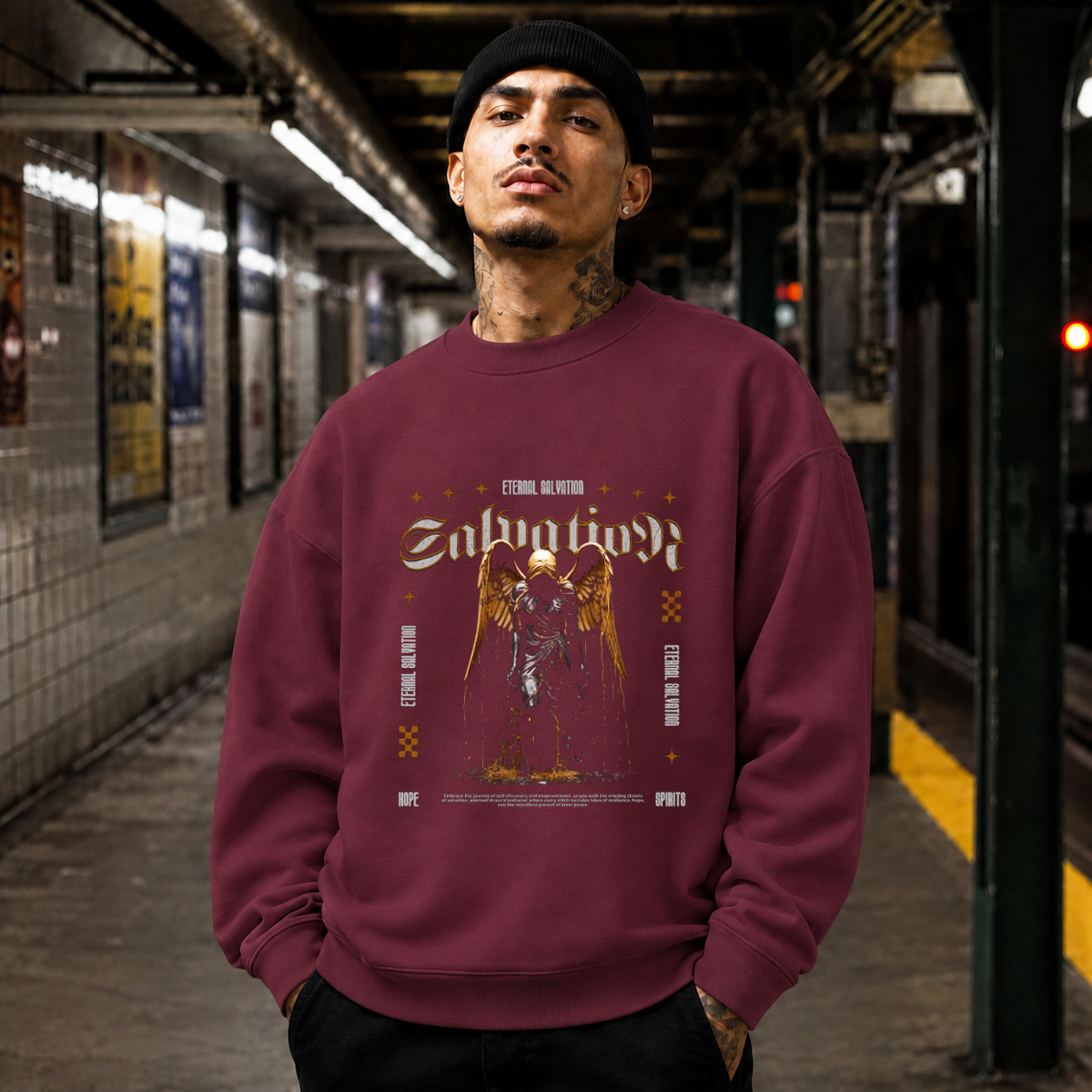 Salvation Gold Vintage Statue T-Shirt – Dark Art / Renaissance Aesthetic Graphic Tee - Color: maroon