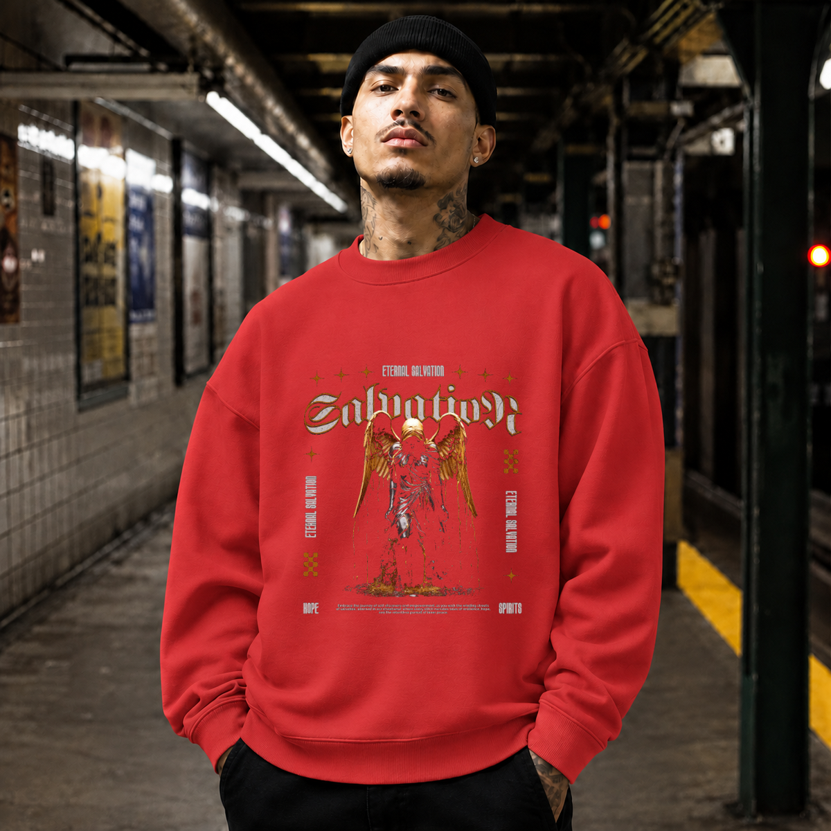 Salvation Gold Vintage Statue T-Shirt – Dark Art / Renaissance Aesthetic Graphic Tee - Color: red