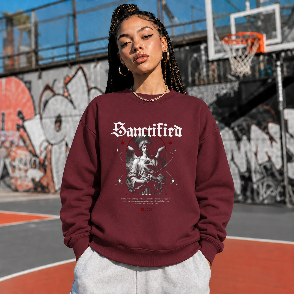 Sanctified Angel T-Shirt – Dark Art / Renaissance Aesthetic Graphic Tee - Color: maroon