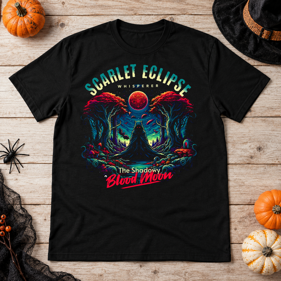 Scarlet Eclipse T-Shirt – Dark Editorial Graphic Design Graphic Tee - Color: black