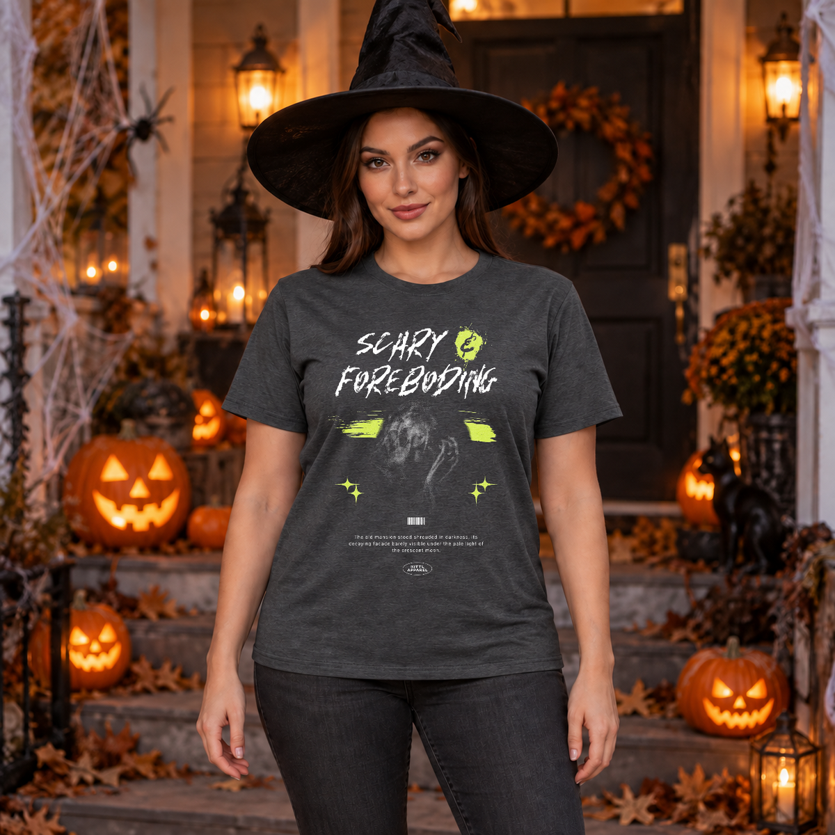 Scary - Foreboding T-Shirt – Halloween Streetwear Graphic Graphic Tee - Color: dark heather