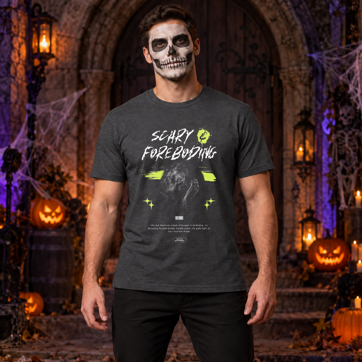 Scary - Foreboding T-Shirt – Halloween Streetwear Graphic Graphic Tee - Color: dark heather
