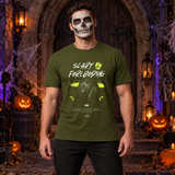Scary - Foreboding T-Shirt – Halloween Streetwear Graphic Graphic Tee - Color: military green