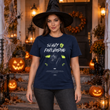 Scary - Foreboding T-Shirt – Halloween Streetwear Graphic Graphic Tee - Color: navy