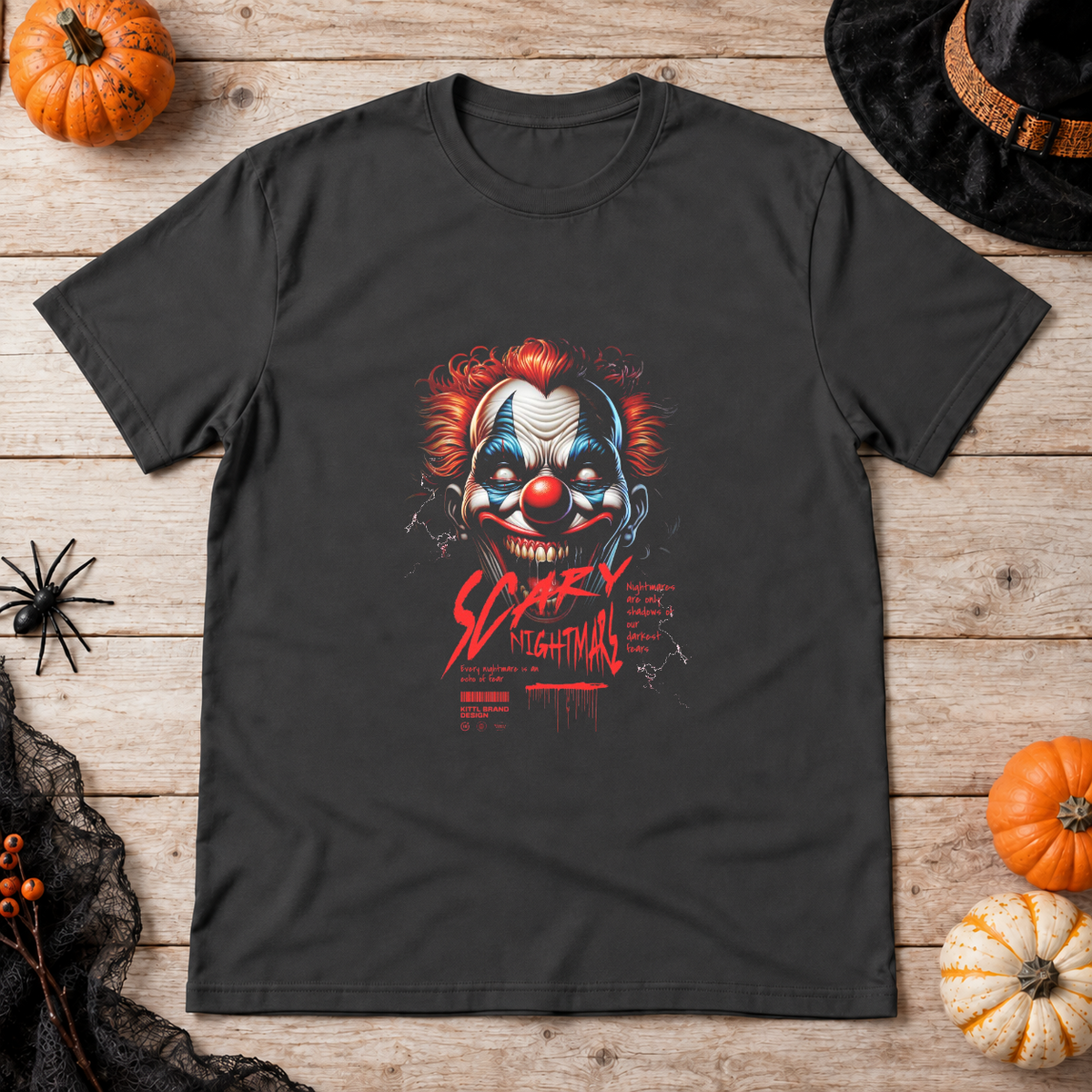 Scary Nightmare T-Shirt – Skull & Reaper Gothic Graphic Graphic Tee - Color: charcoal