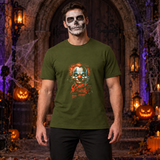Scary Nightmare T-Shirt – Skull & Reaper Gothic Graphic Graphic Tee - Color: military green