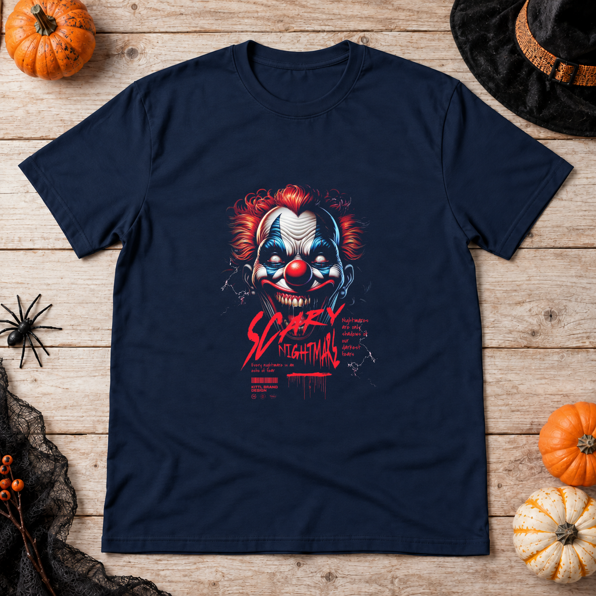 Scary Nightmare T-Shirt – Skull & Reaper Gothic Graphic Graphic Tee - Color: navy