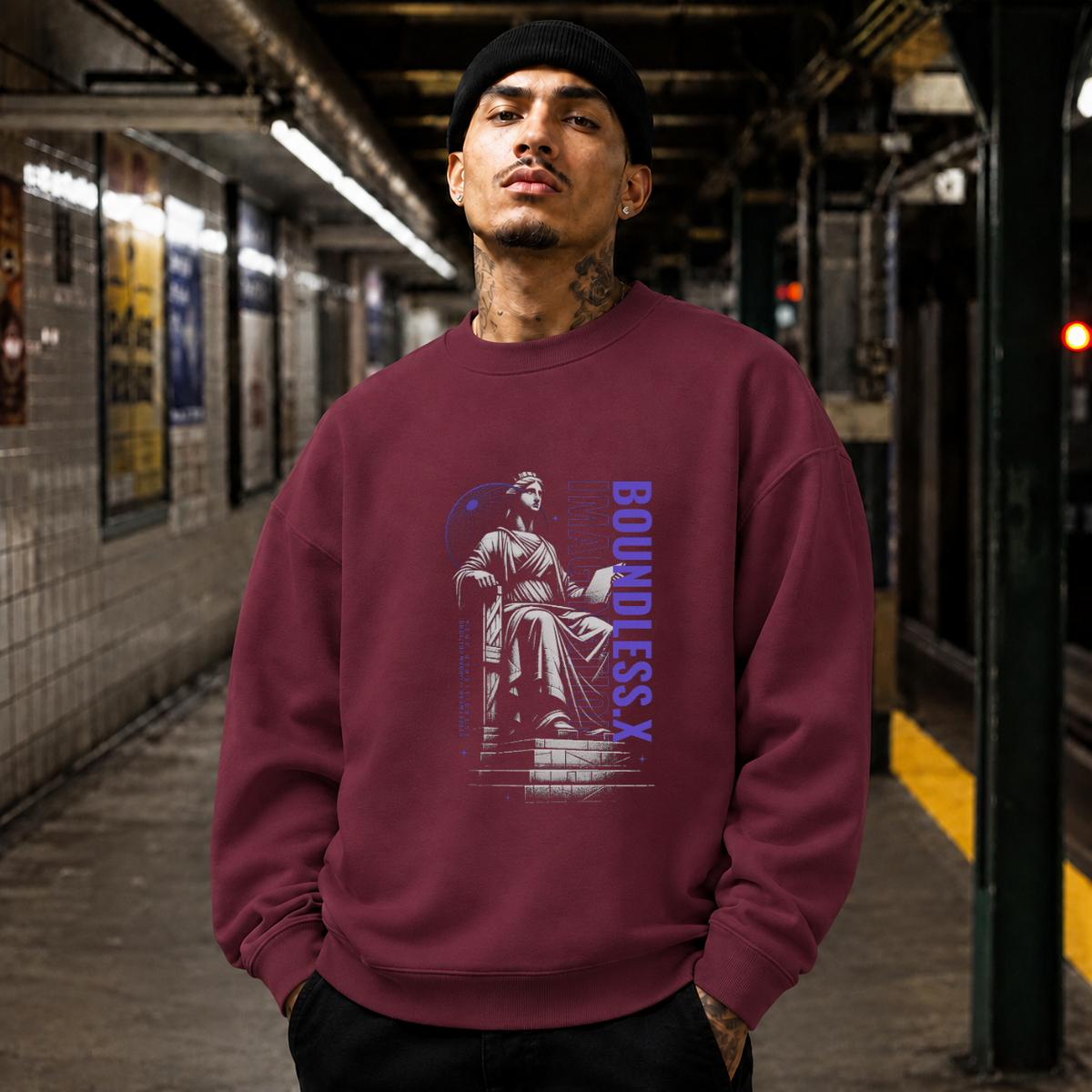 Sculpture Seat Boundless Statue T-Shirt – Dark Art / Renaissance Aesthetic Graphic Tee - Color: maroon