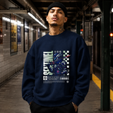Sentinel Mecha Robot Sweatshirt – Contemporary Gothic Graphic Design Sweatshirt - Color: navy