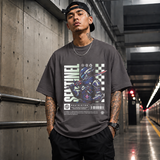 Sentinel Mecha Robot T-Shirt – Contemporary Gothic Graphic Design Tee - Color: Charcoal
