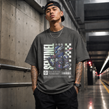 Sentinel Mecha Robot T-Shirt – Contemporary Gothic Graphic Design Tee - Color: Dark Heather
