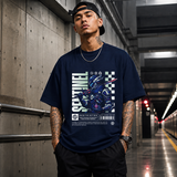 Sentinel Mecha Robot T-Shirt – Contemporary Gothic Graphic Design Tee - Color: Navy