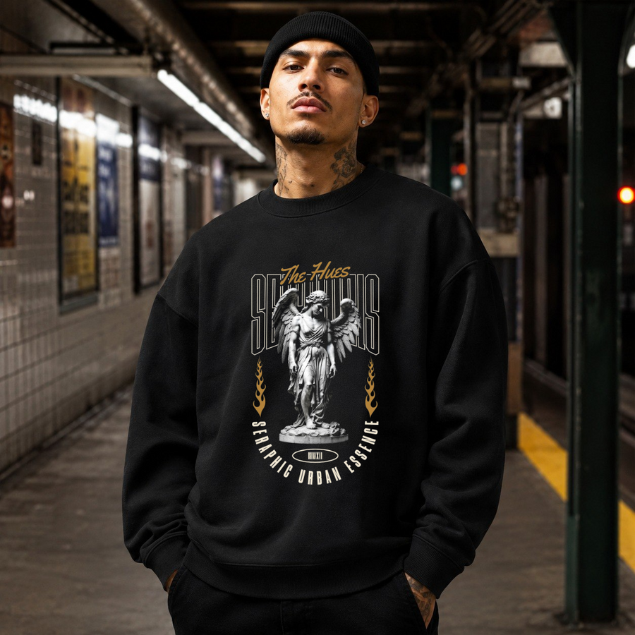 Seraphic Urban Essence Angel T-Shirt – Dark Art / Renaissance Aesthetic Graphic Tee - Color: black